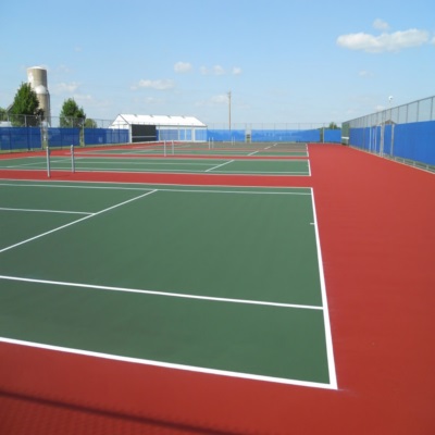 Red and Green large Set of Tennis Courts with Windscreen