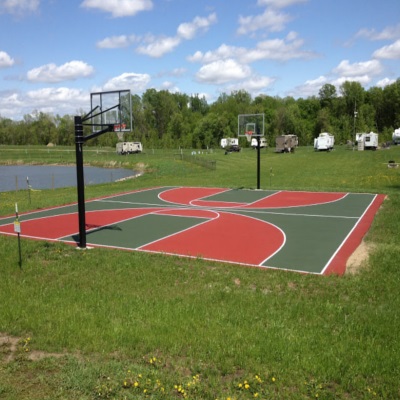 Green and Red Basketball Court