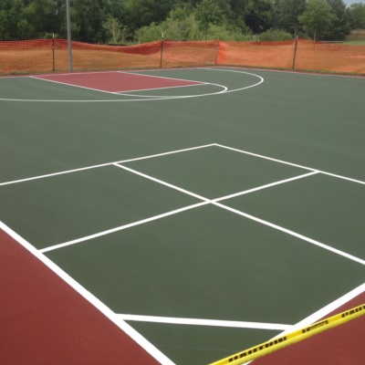 Red and Green Basketball Court with Four Square