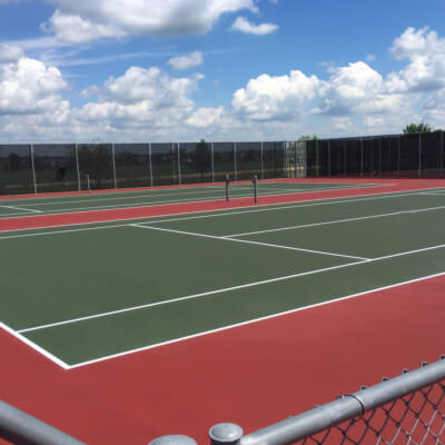 Red and Green Tennis Courts Local School