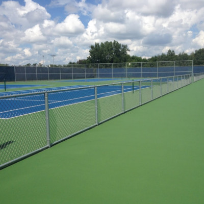 Set of eight blue and green tennis courts left side