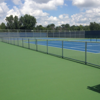 Set of eight blue and green tennis courts right side