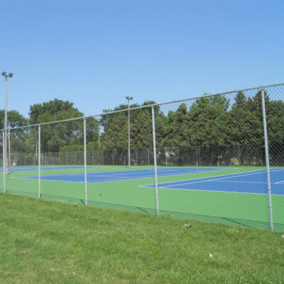 Set of blue and green tennis courts