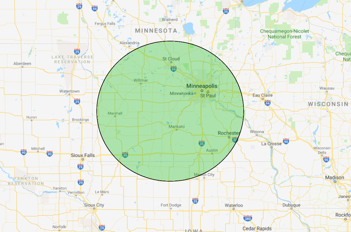 We Complete the majority of our work in the Twin Cities Metro and surrounding areas