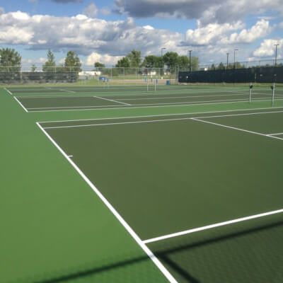 Large set of tennis court and windscreens